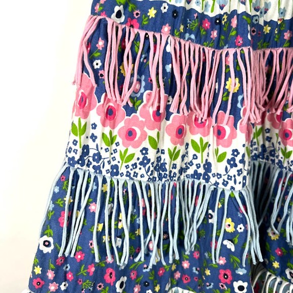 Beetlejuice London Girl's Flower Floral Sundress Sz 6 Tiered Fringe *Read - Picture 5 of 8